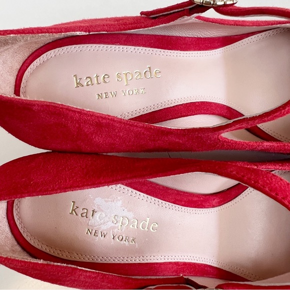 ✖️SOLD✖️•KATE SPADE• Engine Red Marlene Suede Mary Jane Pumps Size 11B - Picture 14 of 15